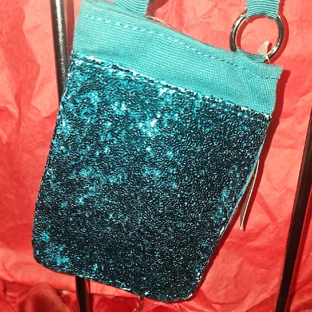Cherokee NWT Girls Teal Glitter Tech Pouch